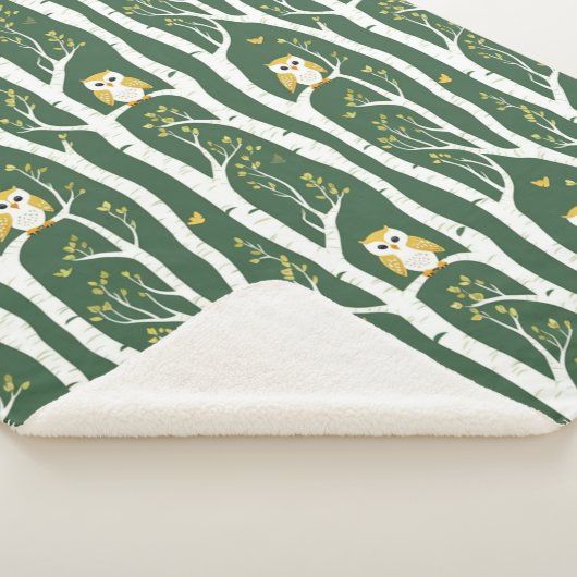 Couverture Sherpa Chouette lunaire et Motif de bouleau (3/4)