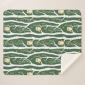 Couverture Sherpa Chouette lunaire et Motif de bouleau (Devant (Horizontal))