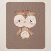 Couverture Sherpa Chouette Marron Mignonne (Devant)