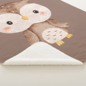 Couverture Sherpa Chouette Marron Mignonne (3/4)