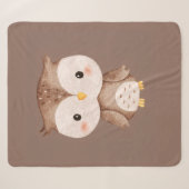 Couverture Sherpa Chouette Marron Mignonne (Devant (Horizontal))