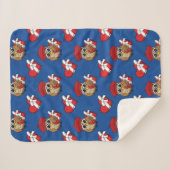 Couverture Sherpa Chouette mignonne avec béret rouge et boîte cardia (Devant (Horizontal))
