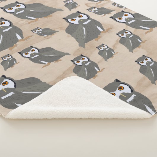 Couverture Sherpa Chouette Motif & Bois rustique (3/4)