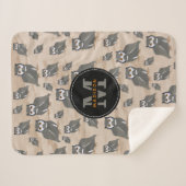 Couverture Sherpa Chouette Motif & Monogramme rustique en bois (Devant (Horizontal))