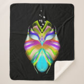 Couverture Sherpa Chouette Oracle noire et multicouleur (Devant)