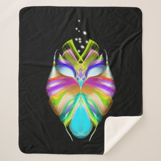 Couverture Sherpa Chouette Oracle noire et multicouleur (Devant)