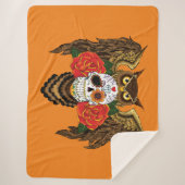 Couverture Sherpa Chouette Rose crâne sucre (Devant)