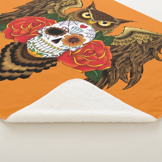 Couverture Sherpa Chouette Rose crâne sucre (3/4)