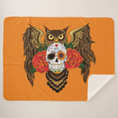 Couverture Sherpa Chouette Rose crâne sucre (Devant (Horizontal))
