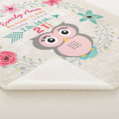 Couverture Sherpa Chouette rose Petite fille Statistiques Aquarelle  (3/4)