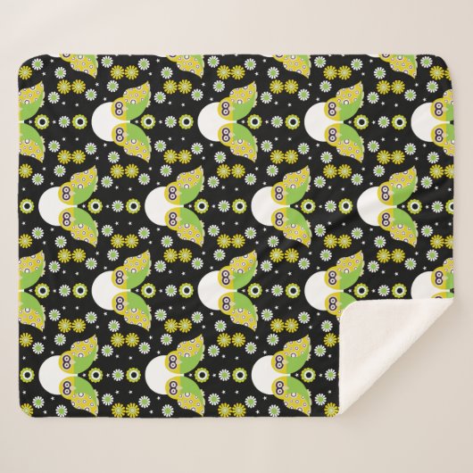 Couverture Sherpa Chouette scandinave Art folklorique Sherpa Blanket (Devant (Horizontal))