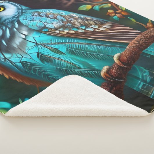 Couverture Sherpa Chouette turquoise (3/4)