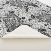 Couverture Sherpa Chouettes dans le chêne, noir et blanc (3/4)