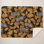 Couverture Sherpa Chouettes d'automne sur noir (Devant (Horizontal))
