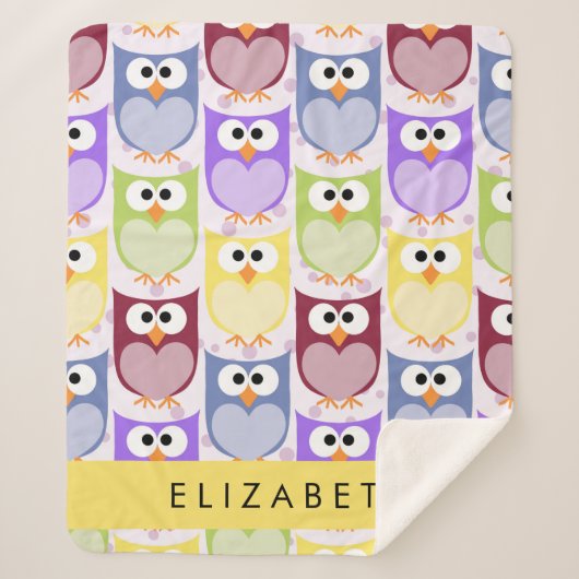 Couverture Sherpa Chouettes mignonnes, Chouette Motif, Chouettes col (Devant)