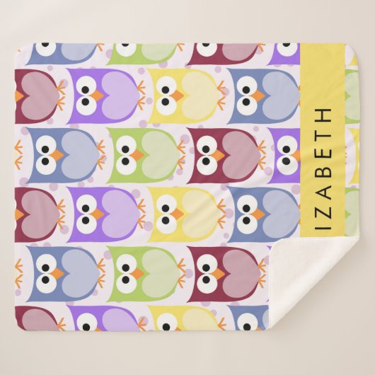 Couverture Sherpa Chouettes mignonnes, Chouette Motif, Chouettes col (Devant (Horizontal))
