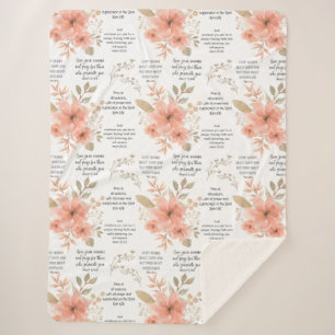 Couverture Sherpa Christian PRAYER Peach Floral