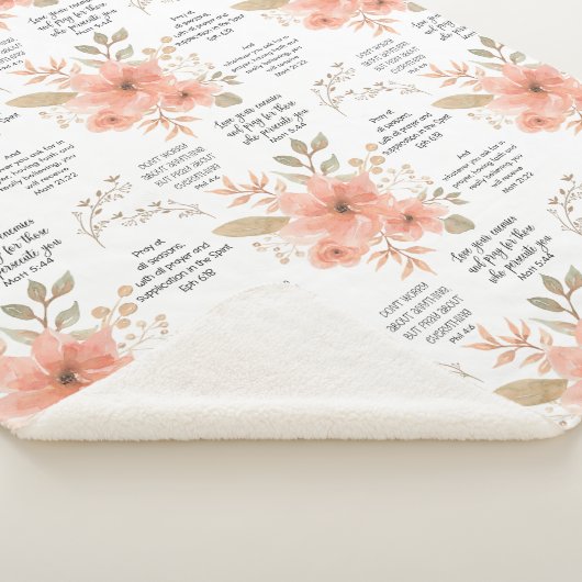 Couverture Sherpa Christian PRAYER Peach Floral (3/4)