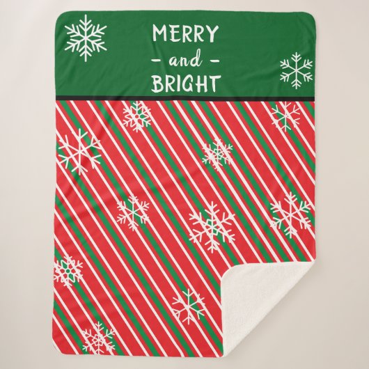 Couverture Sherpa Christmas Candy Cane Stripes Red Green (Devant)