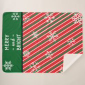 Couverture Sherpa Christmas Candy Cane Stripes Red Green (Devant (Horizontal))