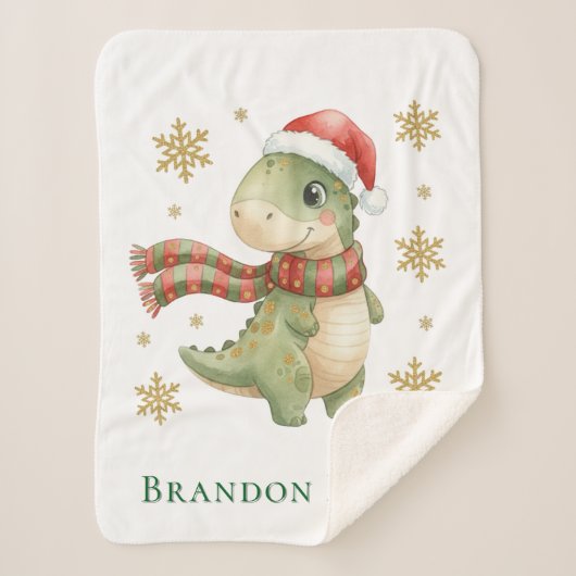 Couverture Sherpa Christmas Dinosaur Baby Shower Gift Small (Devant)