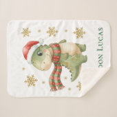 Couverture Sherpa Christmas Dinosaur Baby Shower Gift Small (Devant (Horizontal))