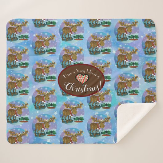 Couverture Sherpa Christmas Moose (Devant (Horizontal))