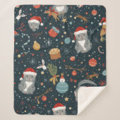 Couverture Sherpa christmas Pattern Cats (Devant)