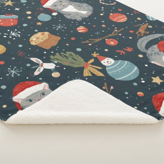 Couverture Sherpa christmas Pattern Cats (3/4)