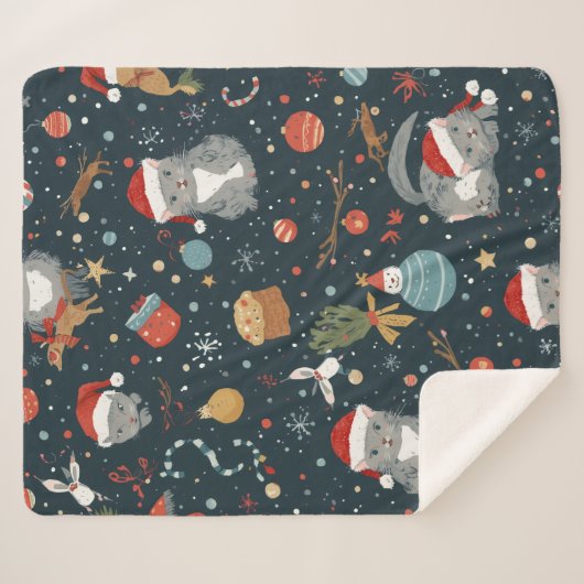 Couverture Sherpa christmas Pattern Cats (Devant (Horizontal))