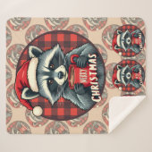 Couverture Sherpa Christmas Raccoon Cocoa Cheer (Devant (Horizontal))