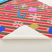 Couverture Sherpa Christmas Stripes Candy Canes Ornaments Name (3/4)