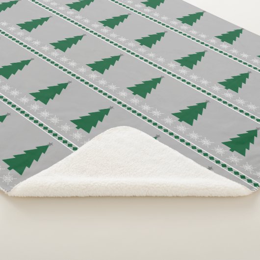 Couverture Sherpa Christmas Tree and Snowflakes Pattern, (3/4)