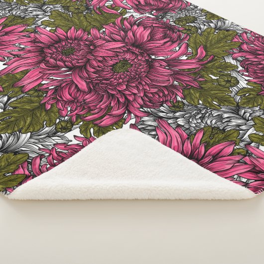 Couverture Sherpa Chrysanthème rose (3/4)