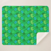 Couverture Sherpa Chrysanthèmes William Morris, vert citron et aqua (Devant (Horizontal))