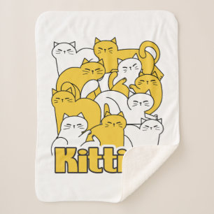 Couverture Sherpa Chubby Kitties Design - Cat Art adorable