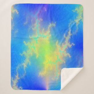 Couverture Sherpa Ciel bleu et boulons de foudre jaune doré