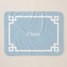 Ciel Bleu et Clé Grecque Monogramme Blanc
