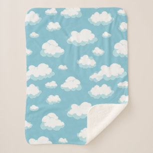 Couverture Sherpa Ciel bleu et Motif nuages