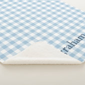 Couverture Sherpa Ciel Bleu Gingham Monogrammé (3/4)