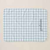 Couverture Sherpa Ciel Bleu Gingham Monogrammé (Devant (Horizontal))