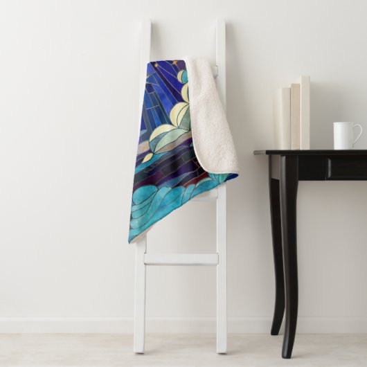 Couverture Sherpa Ciel nocturne - Art numérique Mosaic (En situation)