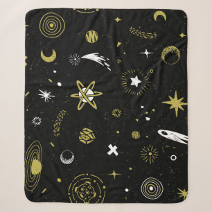 Couverture Sherpa Ciel nocturne : motif cosmique sans soudure.