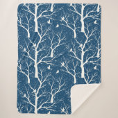 Couverture Sherpa Ciel vintage Oiseaux blancs Snowflakes (Devant)