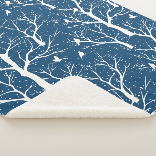 Couverture Sherpa Ciel vintage Oiseaux blancs Snowflakes (3/4)