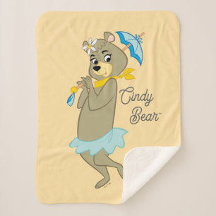 Couverture Sherpa Cindy Bear tenant le parasol