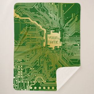 Couverture Sherpa Circuit Monogramme Motherboard Electronics Chip Te