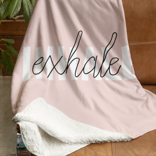 Couverture Sherpa Citation moderne Pastel Pink Inhale Exhale