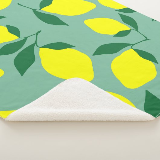 Couverture Sherpa Citron simple, Arrière - plan vert. (3/4)