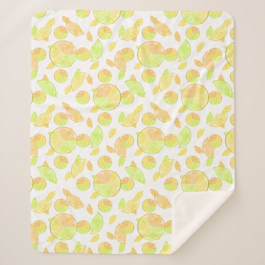 Couverture Sherpa citron vert orange tranches fruits agrumes nature (Devant)